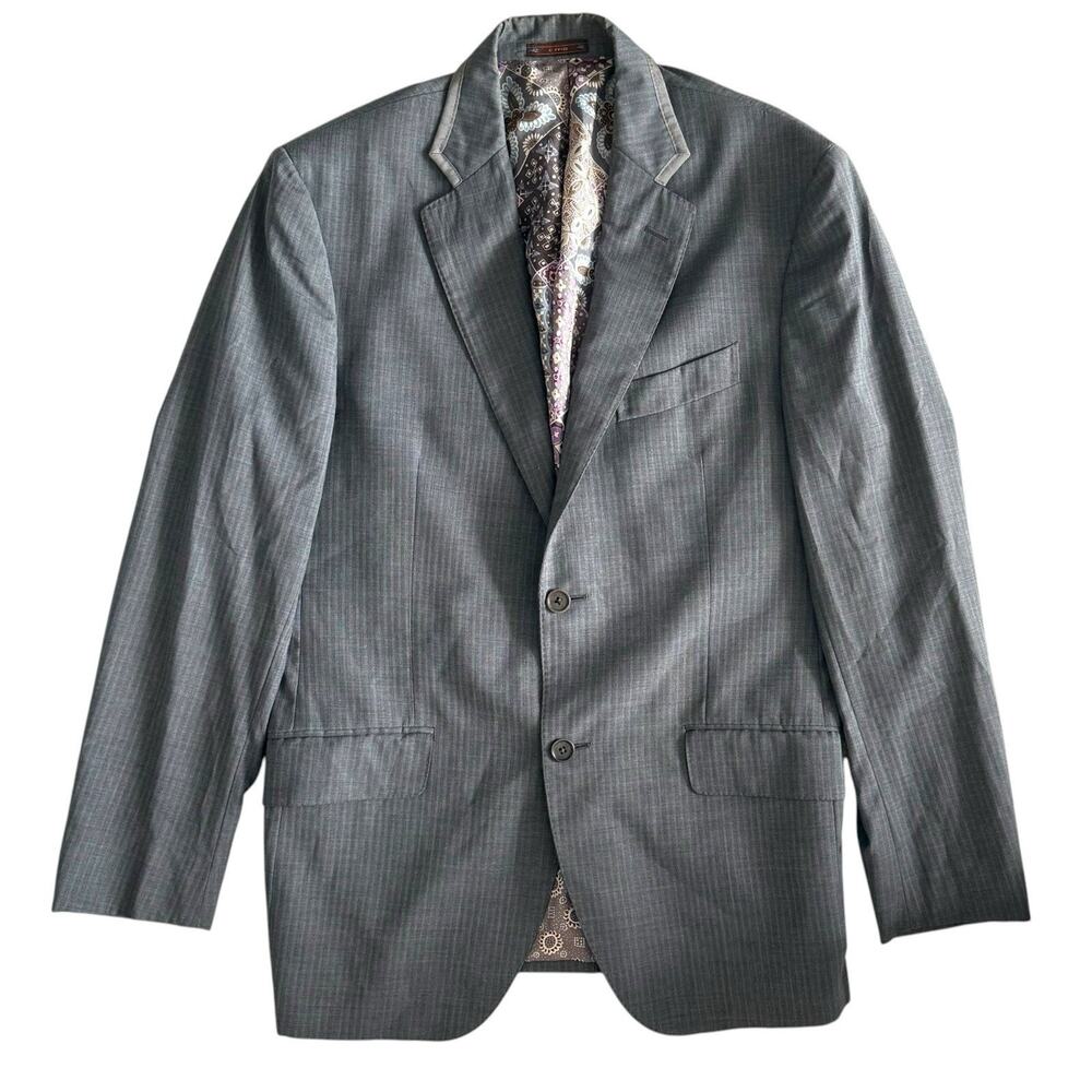 ETRO Milano Paisley Silk Lined Grey Wool Blazer Jacket Mens 50